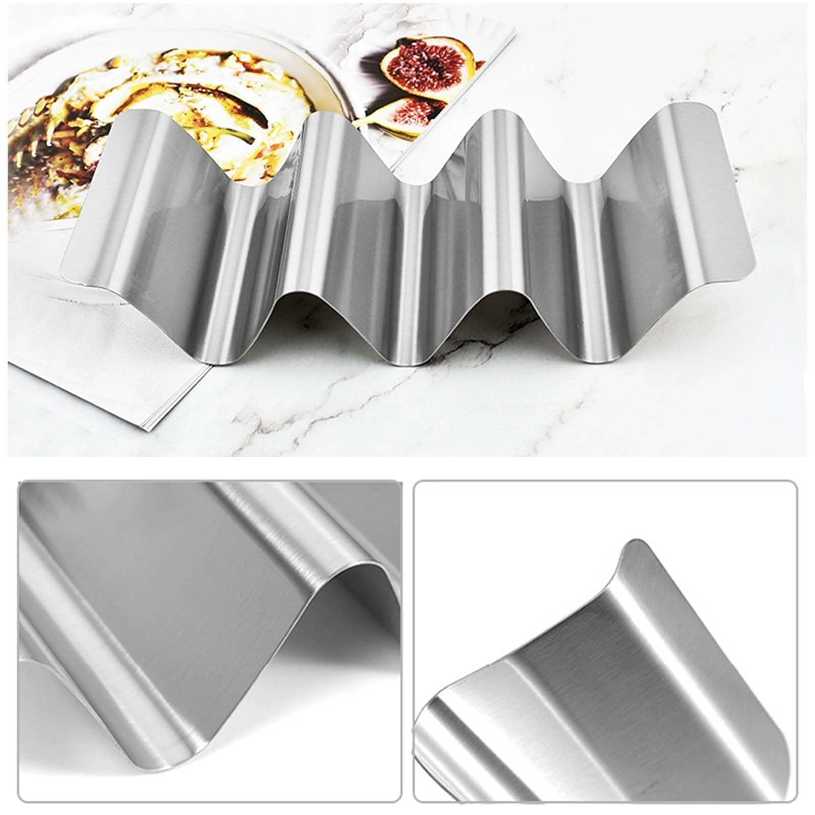 Supports à Tacos En Acier Inoxydable - Lot De 2, Forme Vague, Poignée, Lave-vaisselle, Pour Tacos Et Hot-dogs