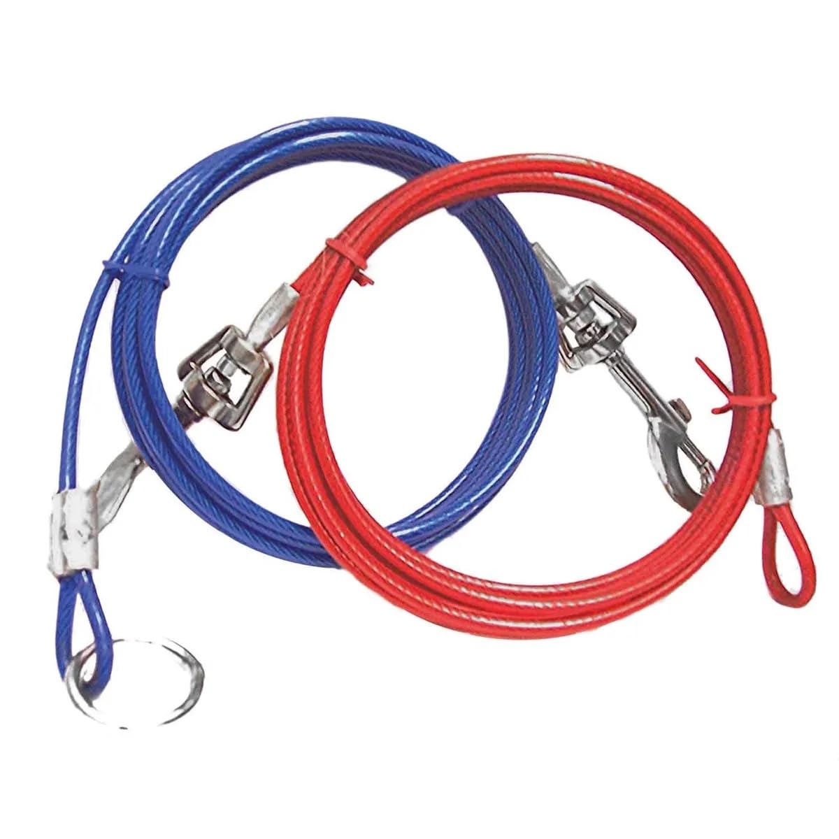 2 Piece Snap Around Dog Tree or Building Tie Out Tether Cable Secure System Hold Up to 60lbs (1 Tie Out)