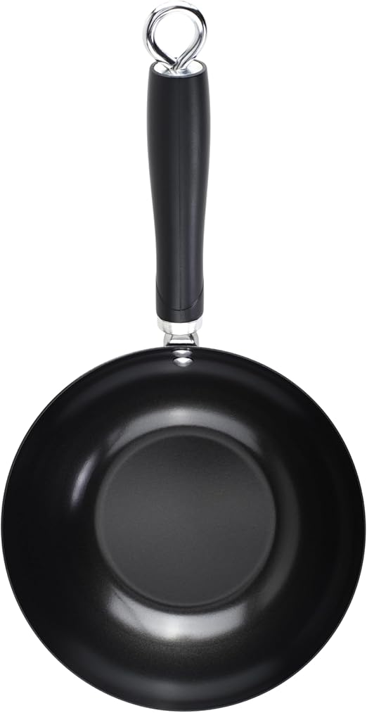 GoodCook Everyday Nonstick Wok, 8-Inch, Black, Carbon Steel Small Wok, High Wall Construction, Flat Base, Ergonomic Flame Guard Handle, Non-Stick Wok Pan for Stir Fry and Sautéing