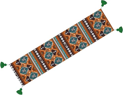 Miniatura 7 de Camino de mesa de Navidad con diseño geométrico azteca indio, tribal, decoración de Navidad, decoración de Navidad, decoración de interiores del