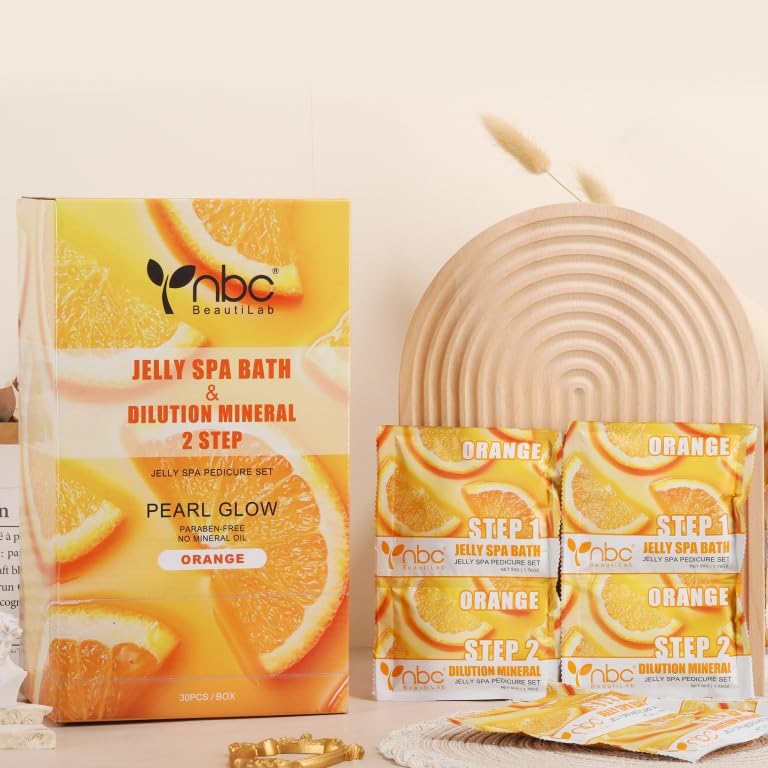 Natury Nails by nbc Jelly Spa Pedicure Professionale Pearl Glow - Kit bagno di gel per piedi e minerale a dissoluzione in 2 fasi, forniture per salone di unghie, senza parabeni, scatola da 30 pezzi