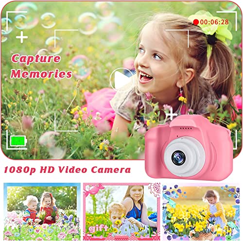 Image of CADDLE & TOES Kids Camera for Girls Boys, Kids Selfie Camera Toy 13MP 1080P HD Digital Video Camera for Toddler, Christmas Birthday Gifts for 3-10 Years Old Children (4GB, Pink)
