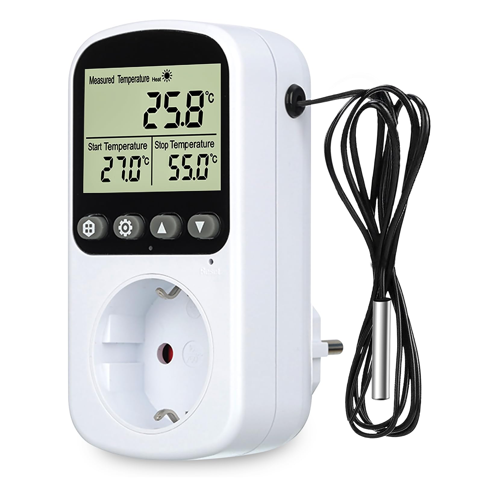 Prise Thermostat Numérique, Prise Thermostatique Numérique, LCD Prise De Thermostat Numérique, Prise De Contrôleur De Température, Thermostat Terrarium, pour Incubateur, Serre, Aquarium