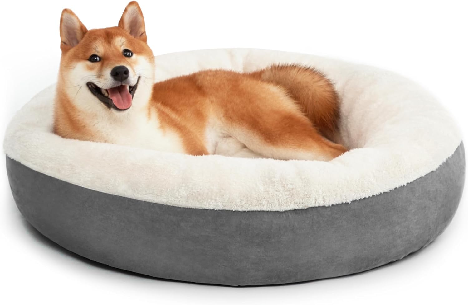 BOBBYQ Round Donut Cat and Dog Cushion Bed, 70 * 70CM Pet Bed for Cats or Small Dogs, Anti-Slip & Water-Resistant Bottom, Super Soft Durable Fabric Pet beds, Washable Luxury Cat & Dog Bed Grey