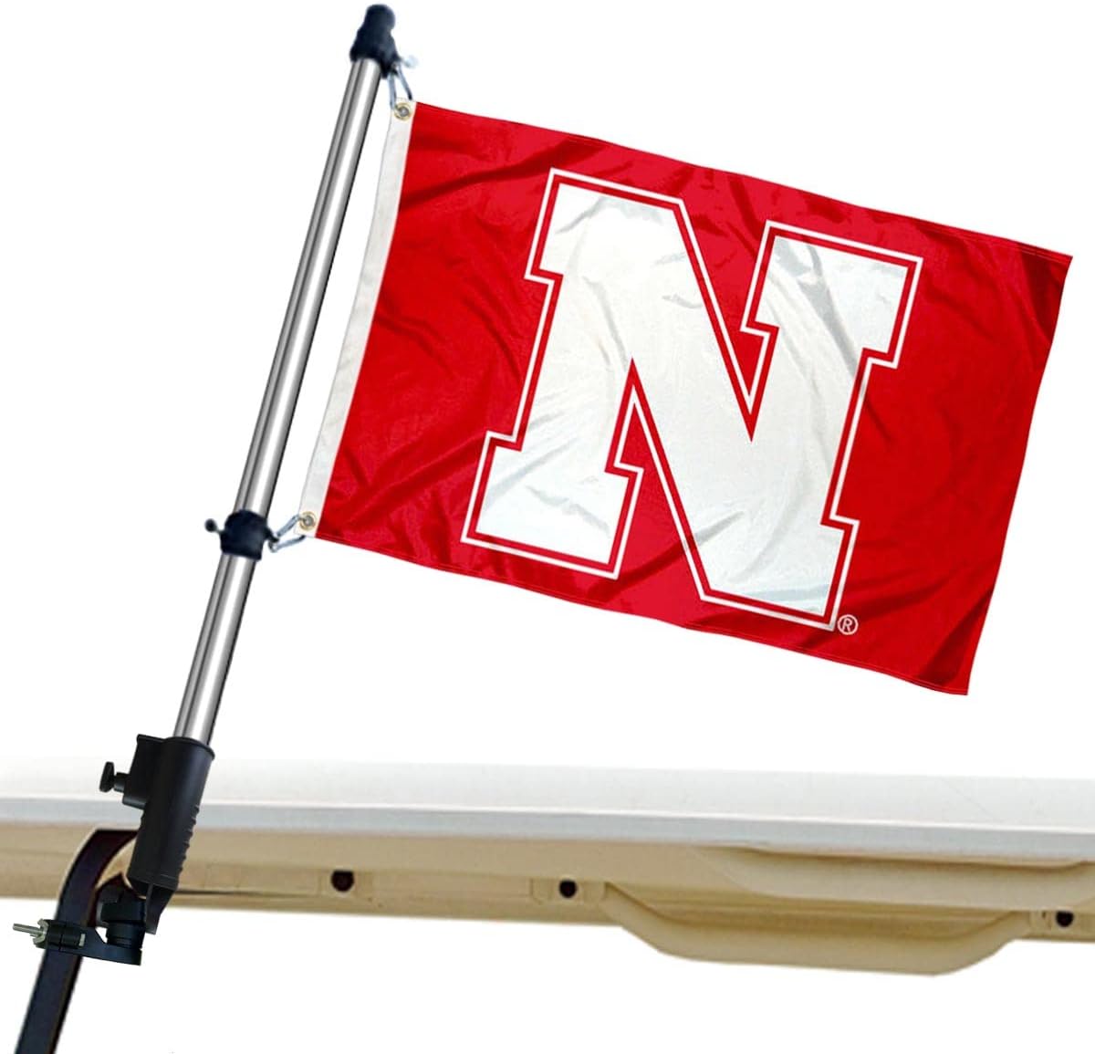 Nebraska Cornhuskers Golf Cart Flag Pole and Holder Mounting Bracket