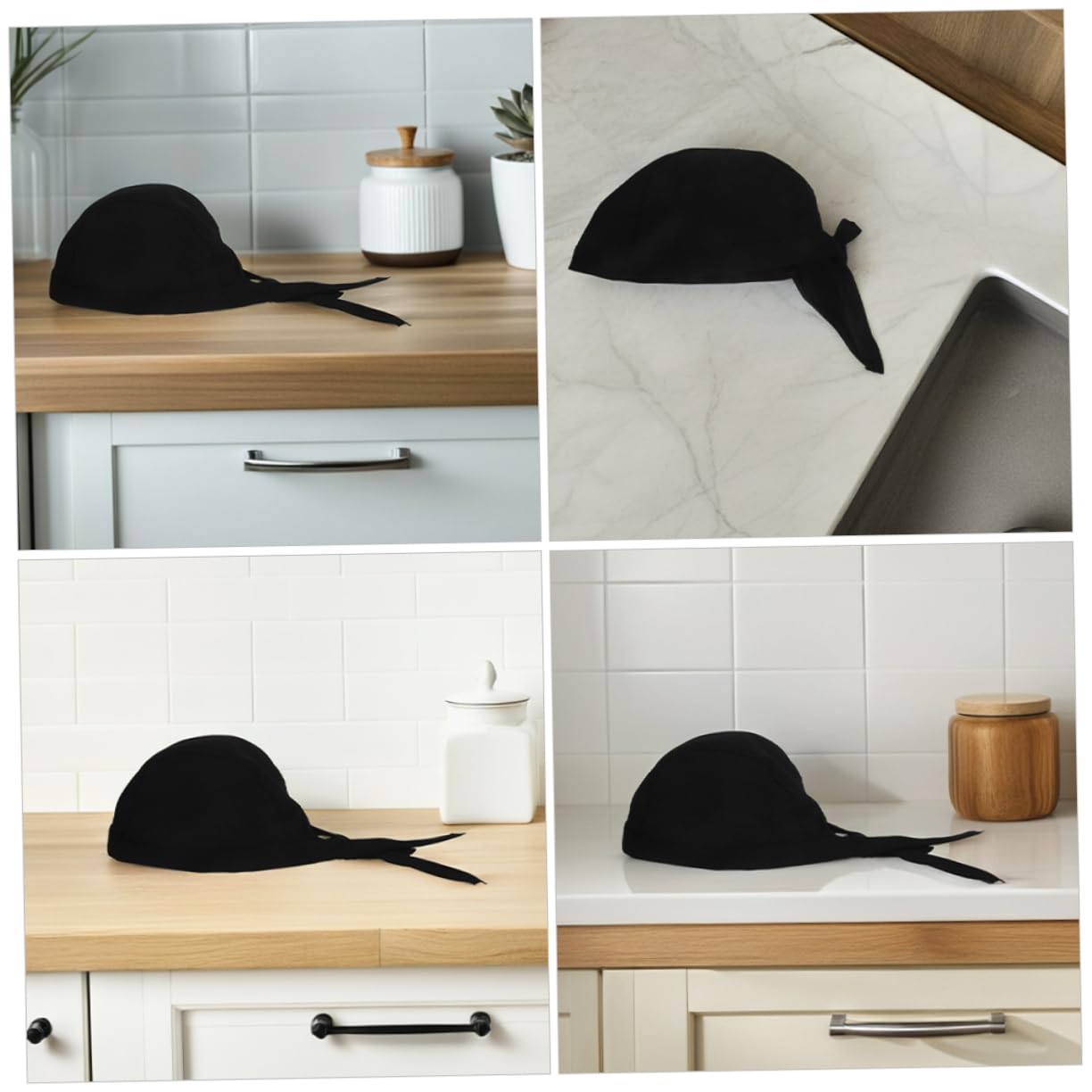 Gorro de Cocinero Negro Ajustable de Algodón 12 Piezas
