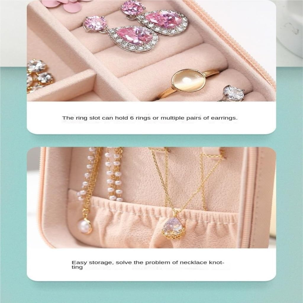 ジュエリーボックス シンプル ポータブル ジュエリー ボックス 旅行 ジュエリー ストレージ バッグ イヤリング ネックレス ジュエ