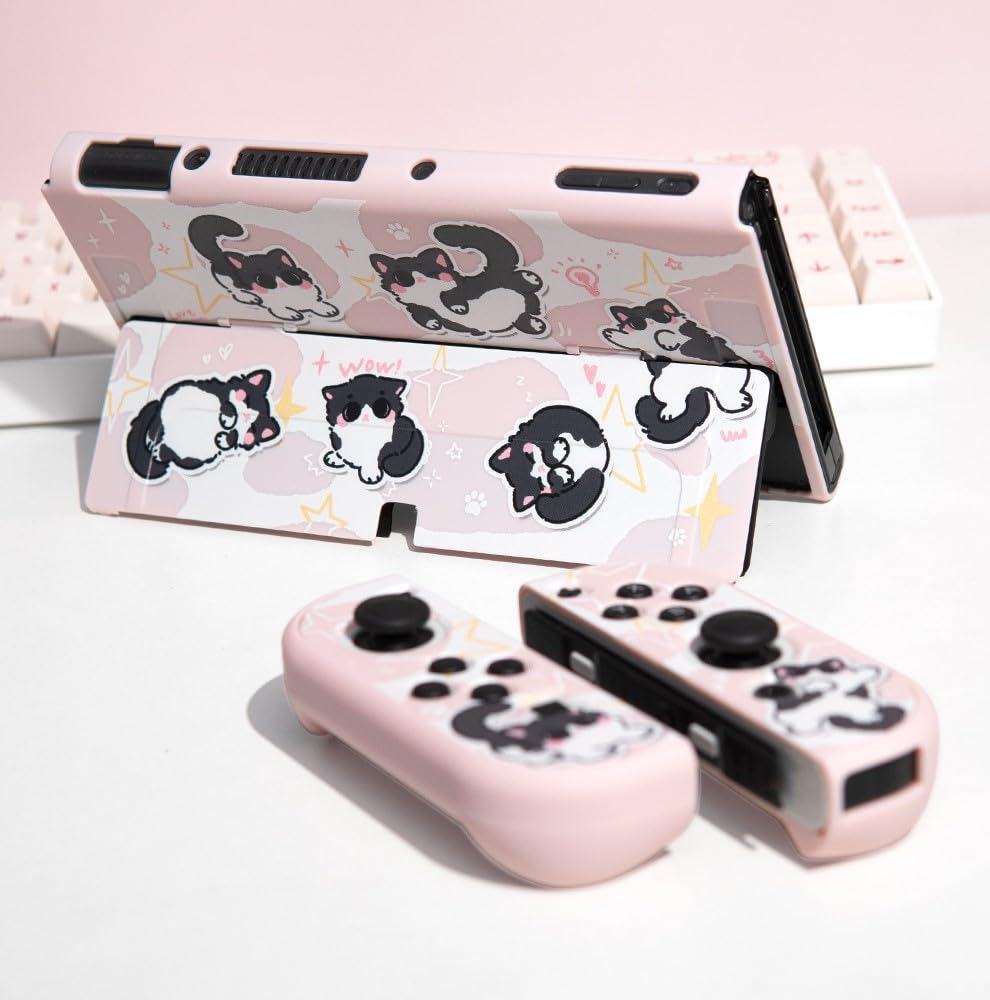 Amazon.com: Kiloluv Pink Milk Cat Switch/OLED Protective Case
