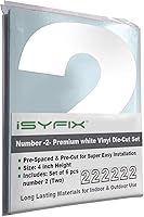 Vista 13 de iSYFIX - Calcomanías de vinilo blancas con número 0 (cero) - Juego de 6 unidades de 1.5 pulgadas autoadhesivas - Decalcomanías premium troqueladas