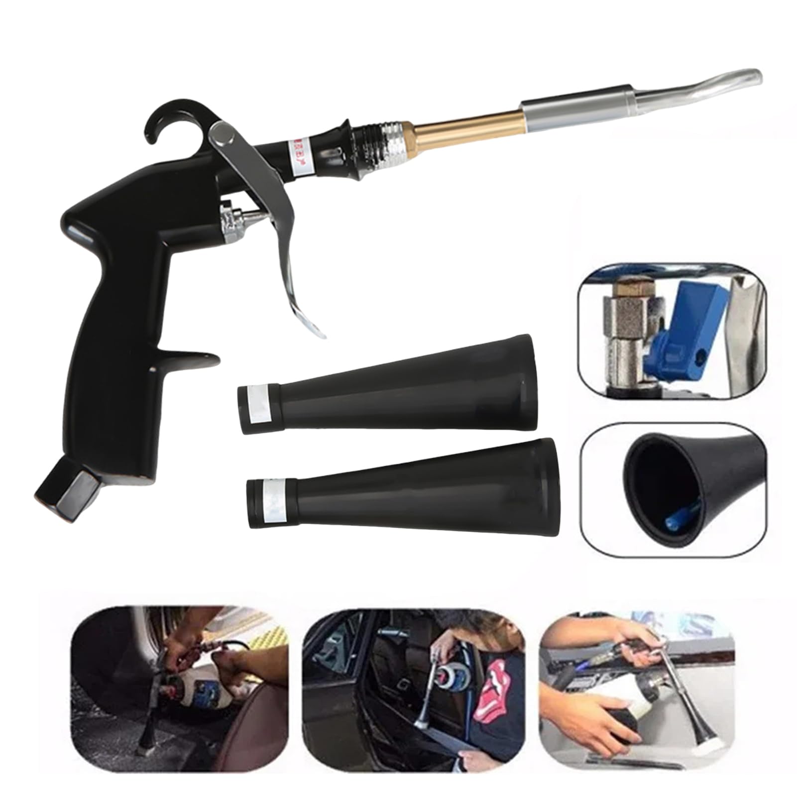 Worparsen Pistolet de nettoyage à air comprimé - Pistolet de nettoyage haute pression - Pression d'air réglable - Pour siège de voiture, tableau de bord, tapis, intérieur de voiture
