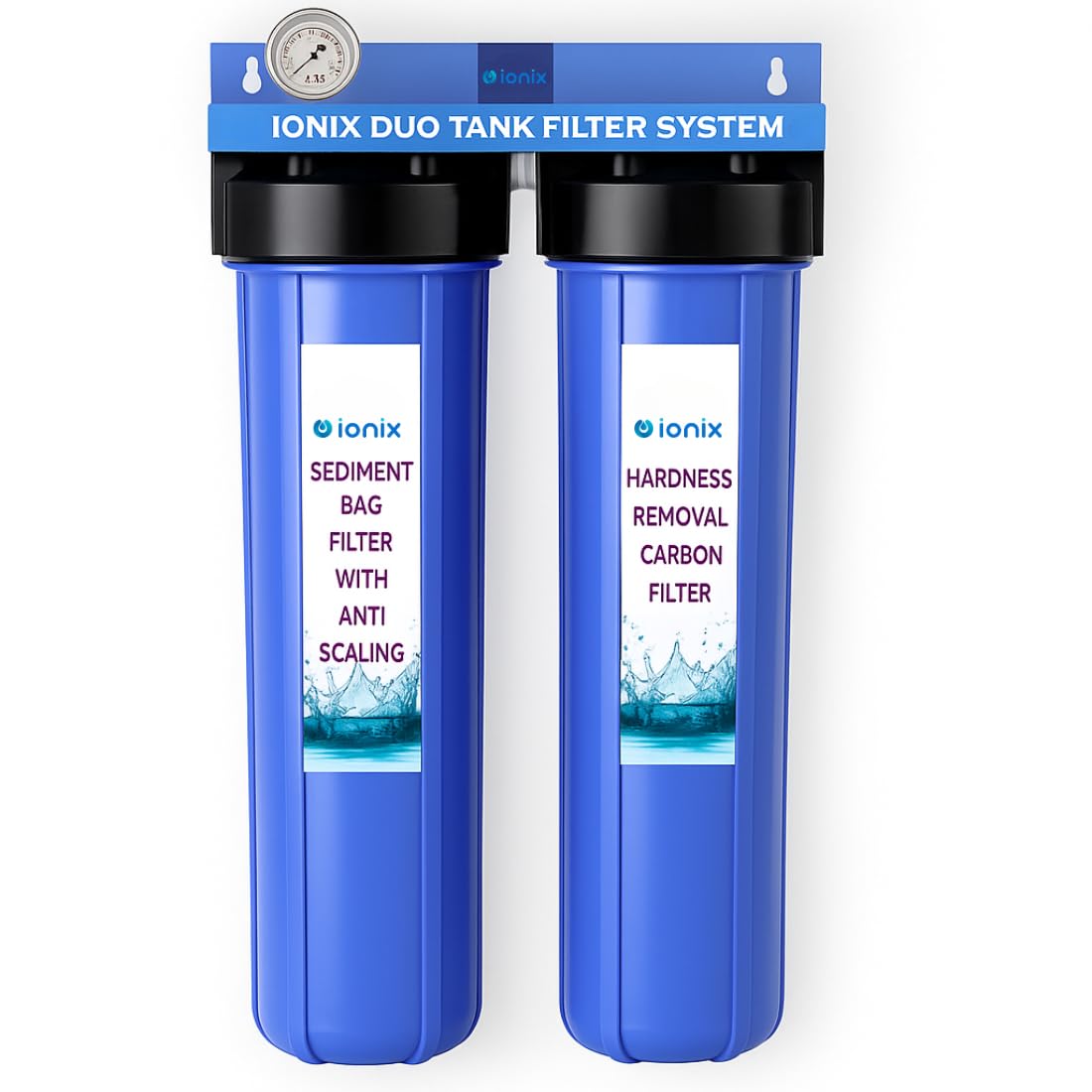 IONIX Duo Tank filteration system for Whole house water filteration system, Dual Filter setup with Sediment, Sclaing & Hard water treatment (Duo tank filteration system 1.5 Inch Inlet outlet)