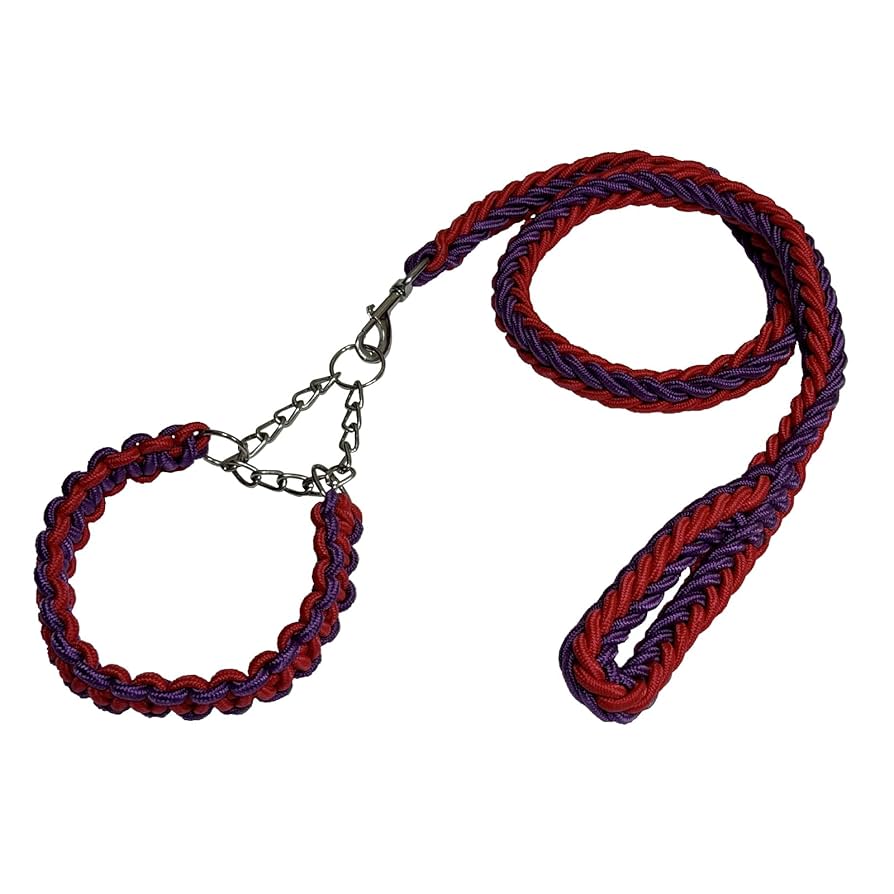 パラコードリード＆パラコード首輪　太め　ハーフチョーク　パープル×ピンク　№29 Amazon | 犬 パラシュートコード リード首輪セット パラコード