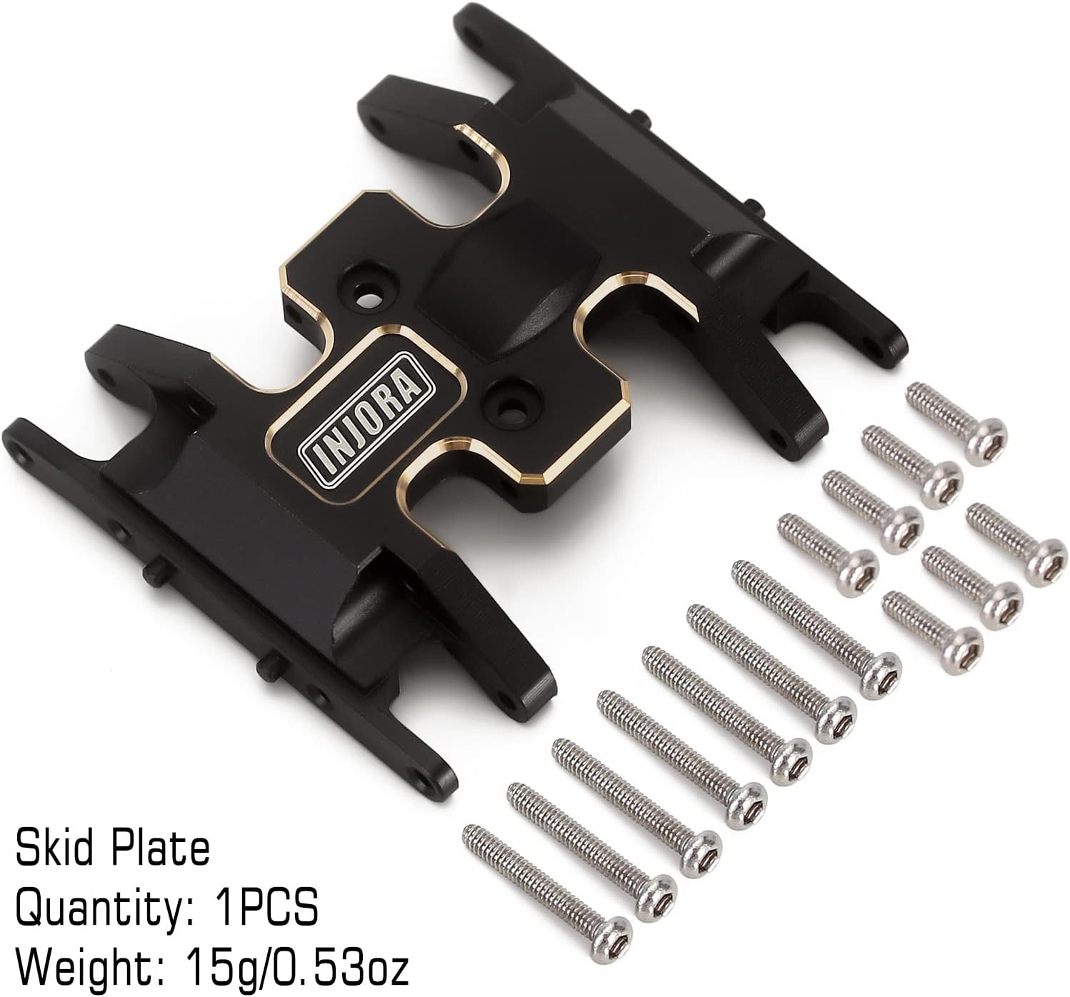 INJORA Brass Skid Plate-Heavy Counterweight Chassis Accessories for 1/24 RC Crawler Car Axial SCX24 Gladiator Bronco C10 JLU Deadbolt Upgrades Parts, 15g