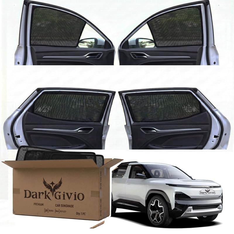 Image of Car Window Sun Shade Protector for Sierra EV | Exact Fit Non-Magnetic Half Cut Sunshade (Set of 4 /6) | UV Blocker Side Window Car Curtains & Interior Accessory