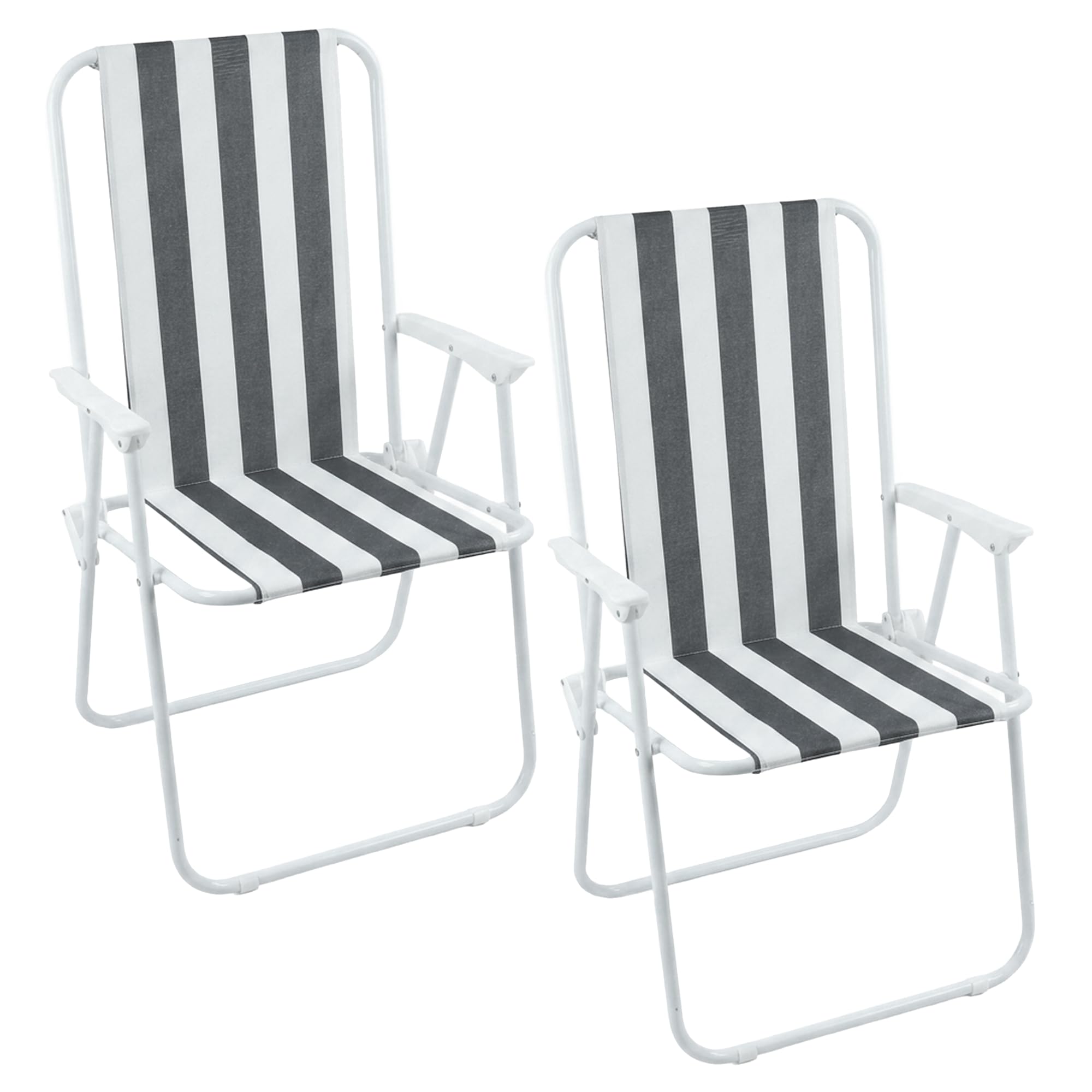 Nordiq - Silla para Playa y Camping - Pack de 2 - Plegables de Acero Reforzado Respaldo Alto Transpirable, Estructura Portátil para Pesca Playa y Jardín Peso Máximo Soportado 110 kg Azul/Blanco
