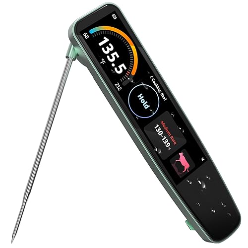 Miniatura 9 de Termómetro digital inteligente para carne, pantalla táctil HD de 3.8 pulgadas con sistema en el dispositivo, recargable, IP68, lectura de 0.5