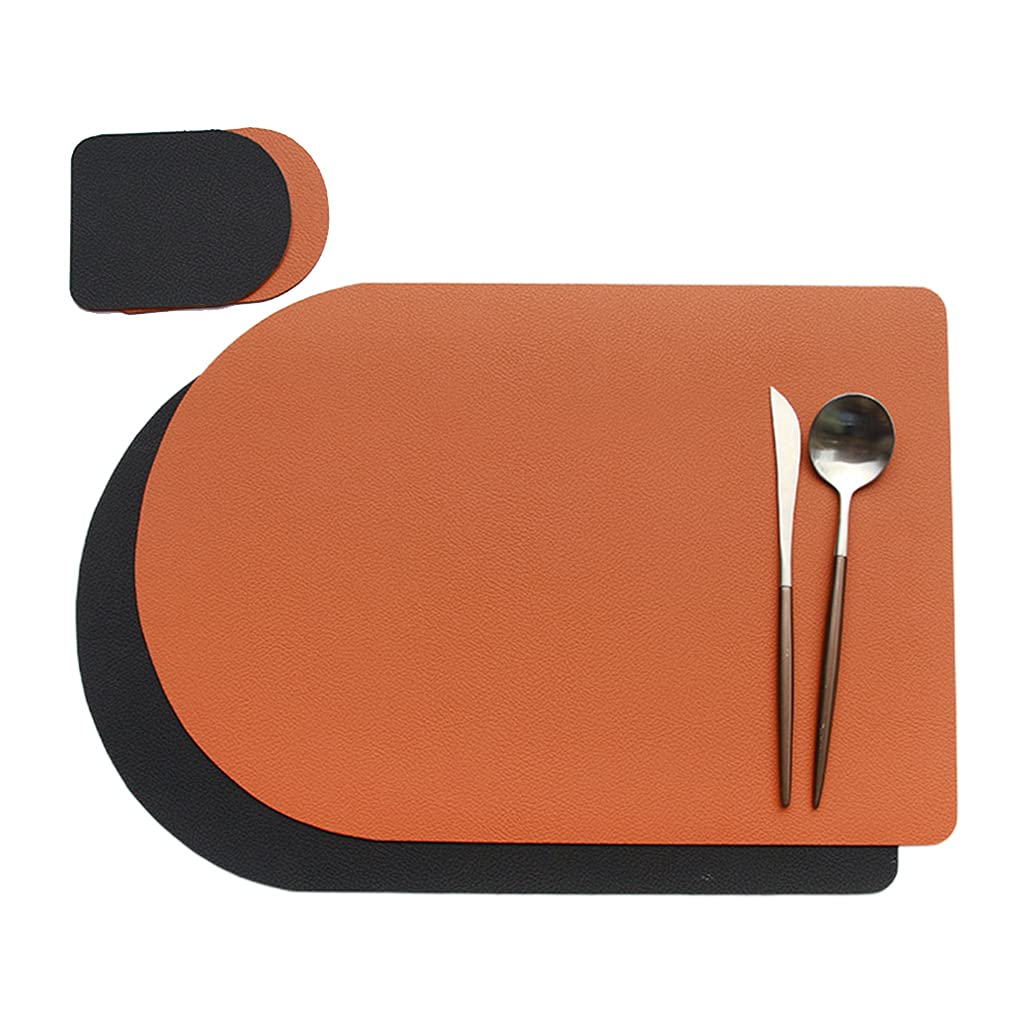 MALSSE Flexible Leather Tableware Pad Coasters Leather Placemat Non Slip Table Mat Placemat