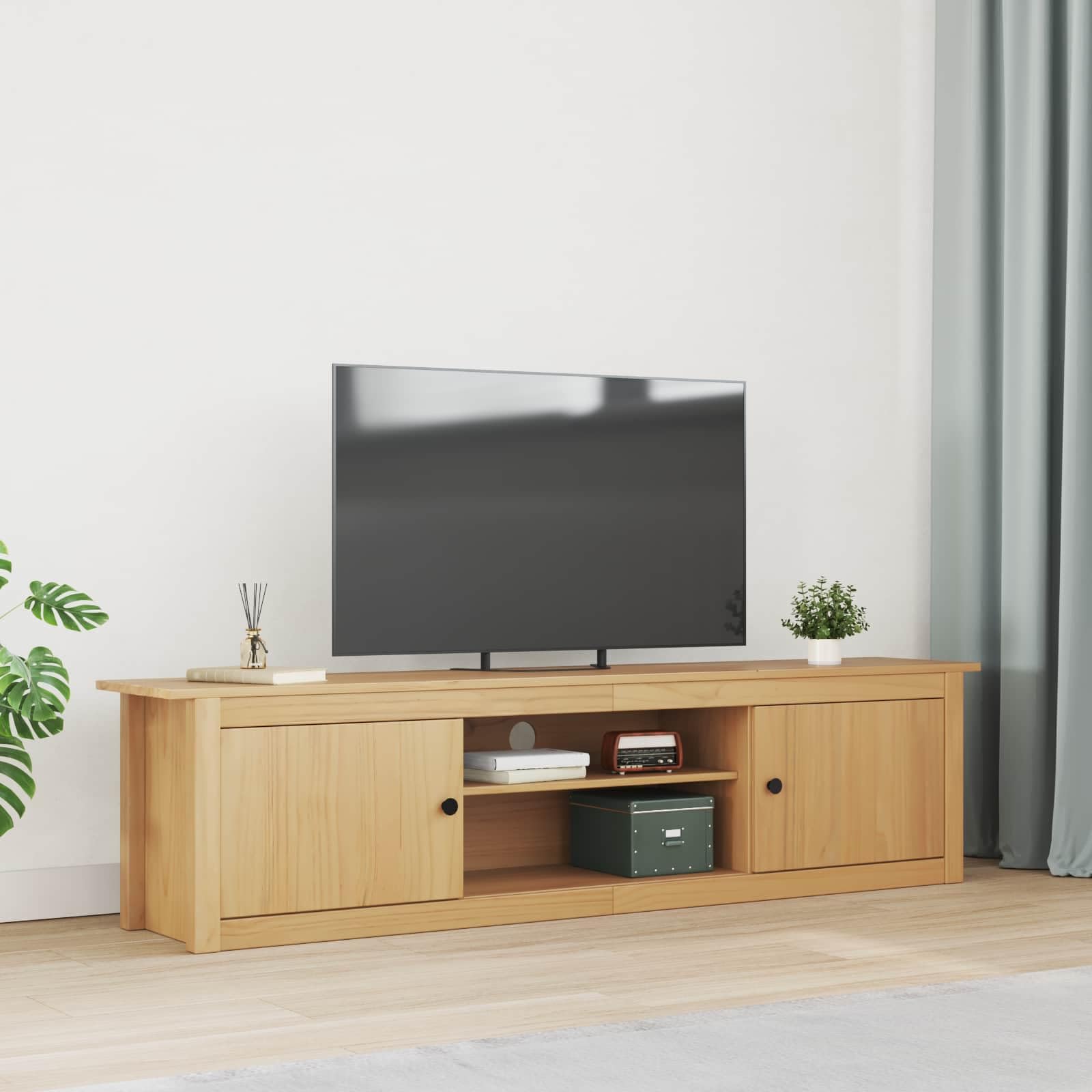 Szafka pod telewizor ścienna z litego drewna sosnowego 158 x 40 x
