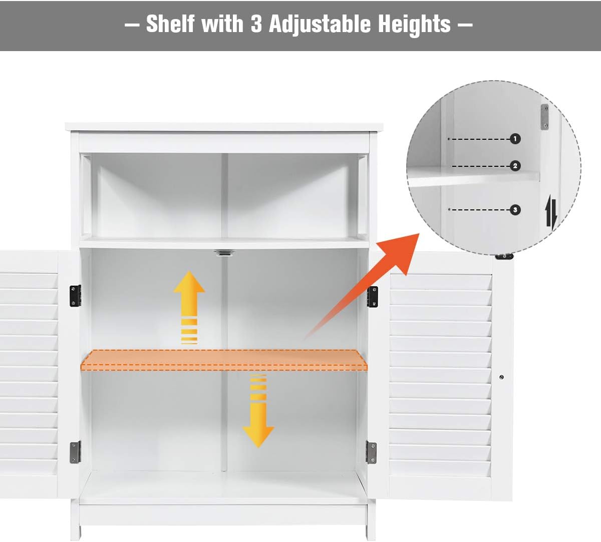White MDF Living Room Cabinet with Adjustable Shelving