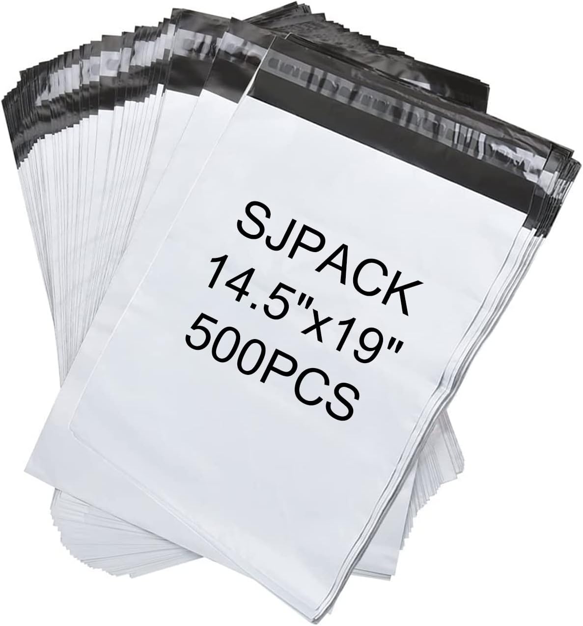 500pcs 14.5x19 Poly Mailers 2.5 Mil Envelopes Shipping Bags with Self Sealing Strip, White Poly Mailers