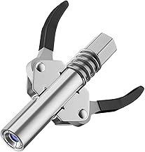 Acoplador de encaixe de graxa, acoplador de pistola de graxa, acoplador de graxa de travamento e liberação rápida com mangueira flexível de mola de 15 polegadas, trava forte em(Duas alças)