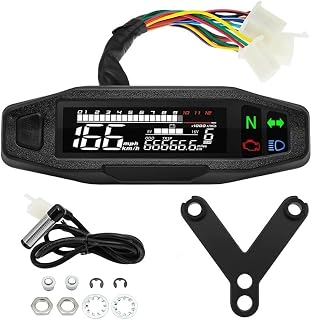 Fuel Gauge Moto Dashboard Digital Motorcycle Speedometer Gauge Tacho Meter Accessories 8-16V for KR200(Color2)