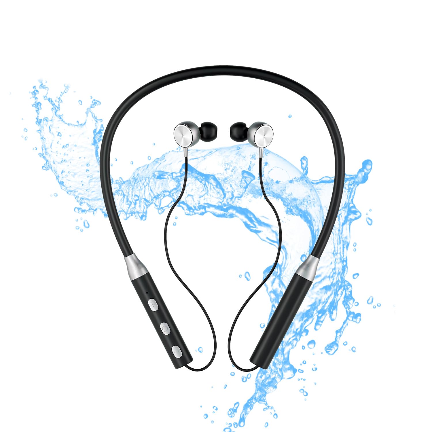 NOYMI Bluetooth Wireless in Ear Neckband with Mic,Bluetooth Earphones with 10mm Driver,IPX5 Rating, Low Latency Headphones (Black&Silver) (B0BS6GB2QQ) Amazon Price History, Amazon Price Tracker