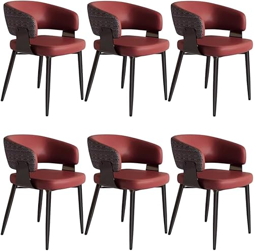 Miniatura 9 de YVYKFZD Juego de sillas de comedor, silla de comedor con patas de metal y respaldo curvo, sillas de cocina tapizadas de cuero, reposabrazos, silla