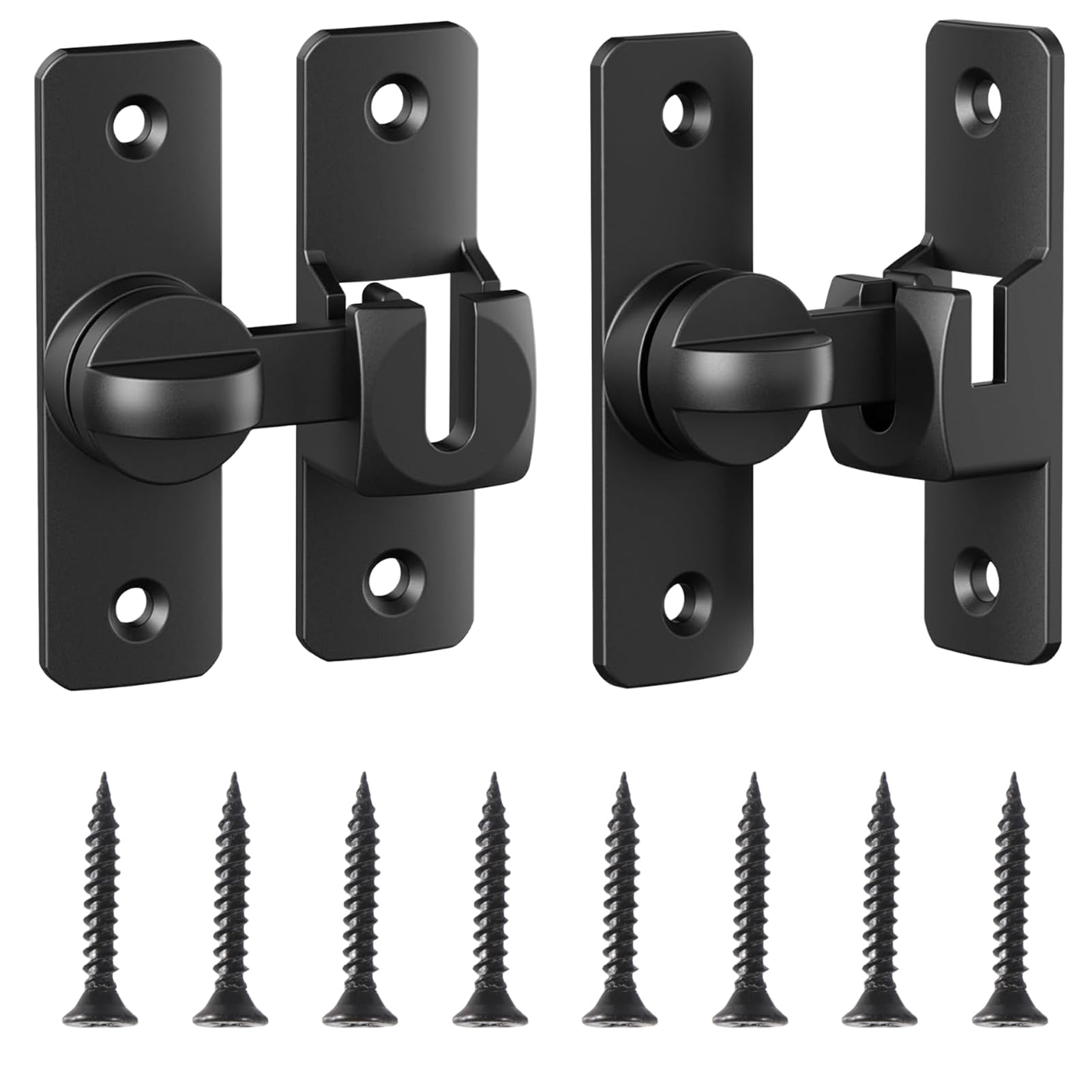 2PCS Barn Door Latch, 90/180 Degree Flip Door Latch Lock, Sliding Door Locks, Aluminum Alloy 90 Degree Angle Door Bolts for Bathroom, Bedroom, Barndoor, Window
