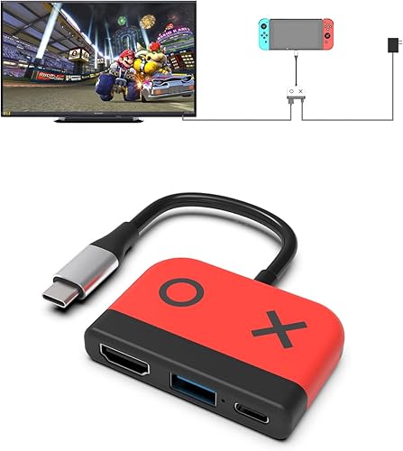 Cenxaki Base de conmutación portátil para Nintendo SwitchSwitch OLED, Switch TV Dock Station con 4K HDMI USB 3.0 y PD 3.0 puerto de carga rápida