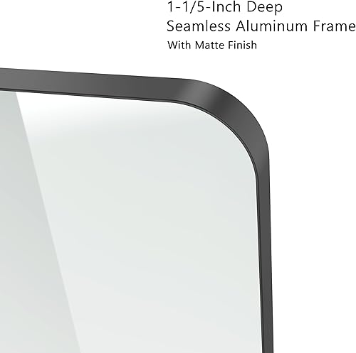 Miniatura 4 de VocalStar Paquete de 2 espejos de baño negros de 22 x 30 pulgadas, espejo rectangular redondeado con marco de metal, espejo de tocador de pared de