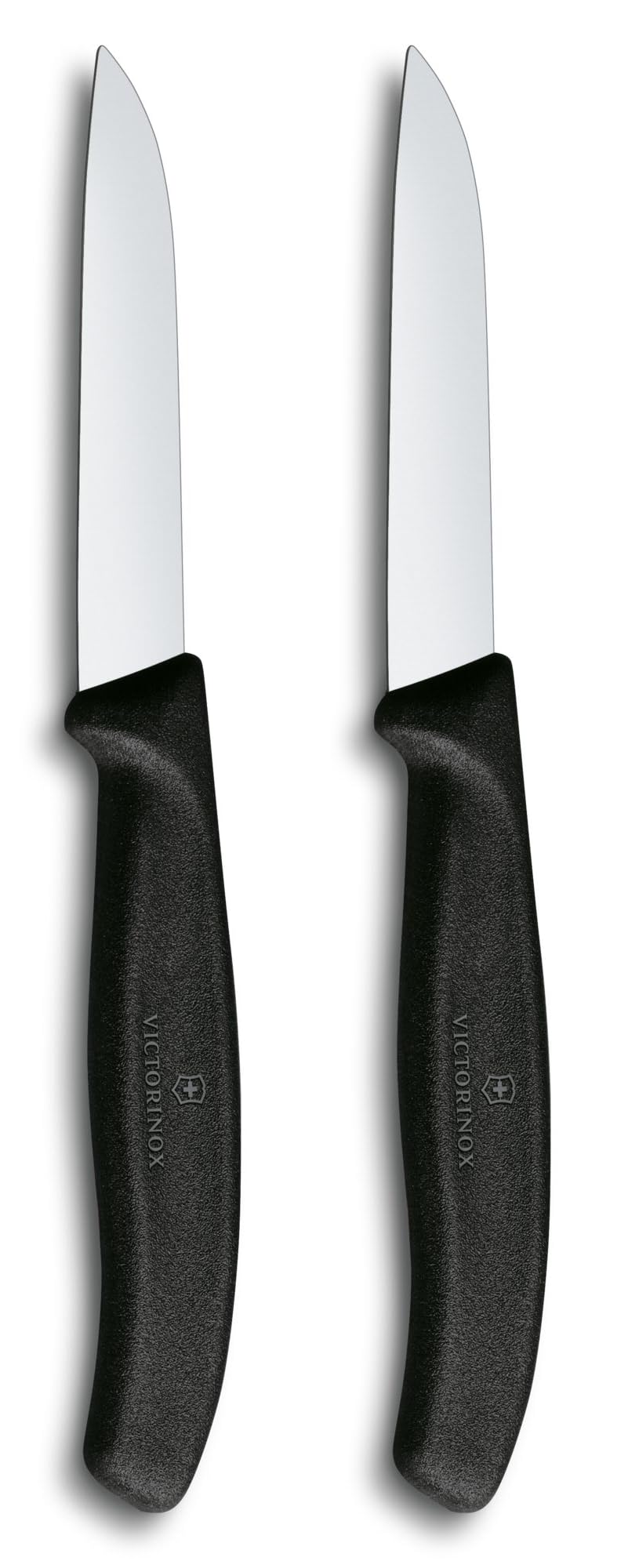 Victorinox Swiss Classic paring Knife Set for Fruit and Vegetables, 2-piece, Straight Cut, Extra Sharp, Black