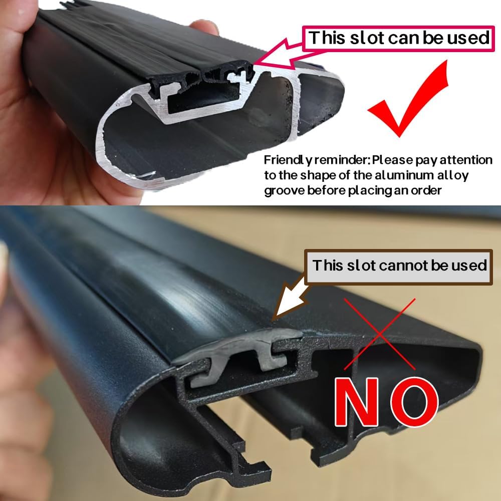 4Pcs Rubber Strip for T-hule Wingbar Evo Edge 711X/721X Car Roof Rack Crossbar 53 inchs with Quick AccessInterf, T-Slot Sealing Strips Noise Insulation Sealant Windshield Edge Sealing