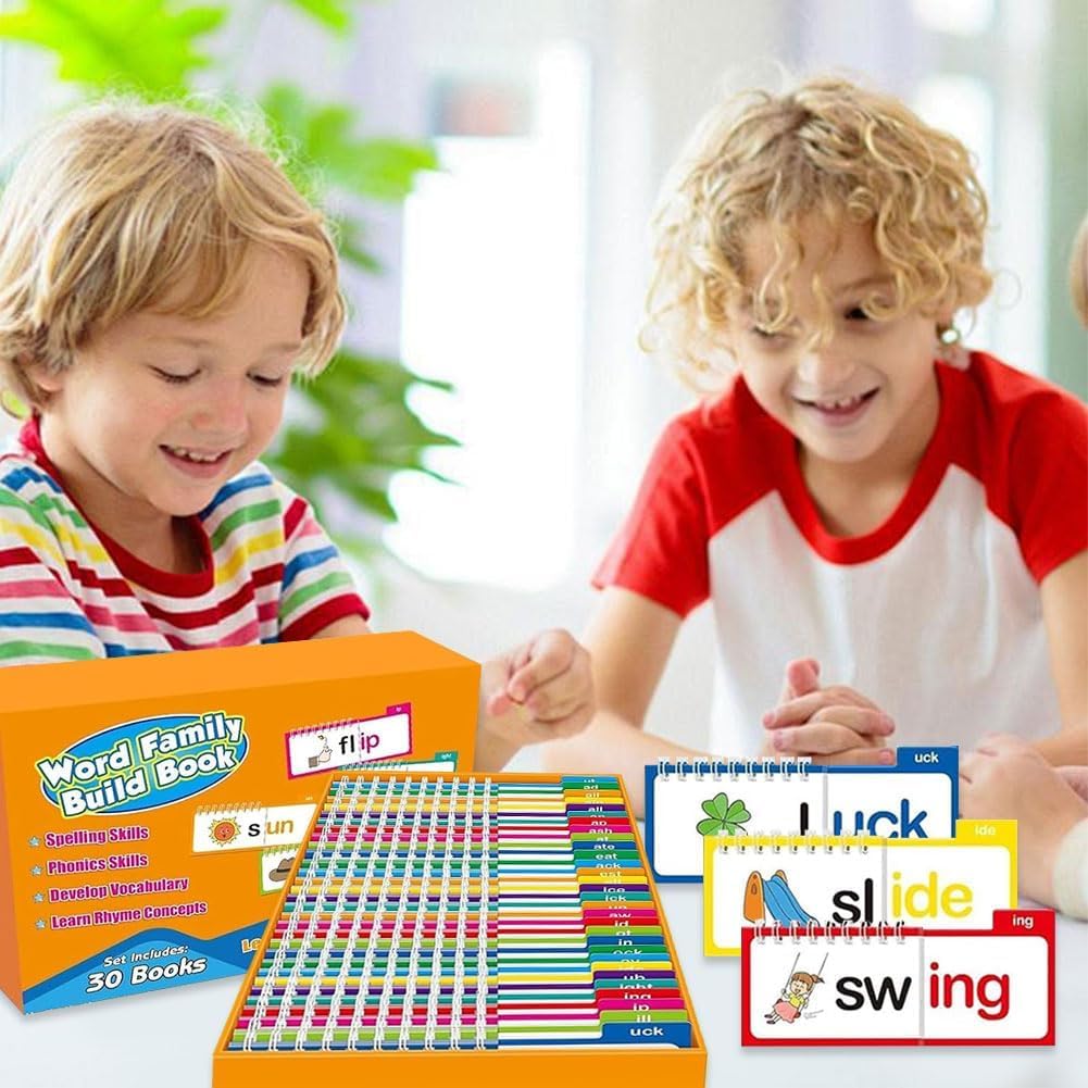 30 Read and Rhyme Flip Books, Update Word Families Flash Cards, Learn to Read Phonics Flash Card ABC Vocabulary Flash Card, Educational Reading Games - Image 4