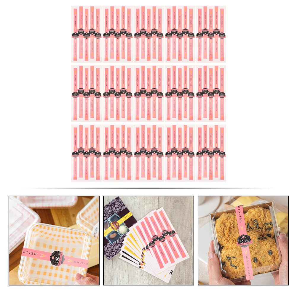 300 etichette adesive etichette adesive per decorazioni per torte adesivi carta kraft striscia rosa scatola di imballaggio scatola regalo cioccolato decorazione torta adesivo confezione regalo