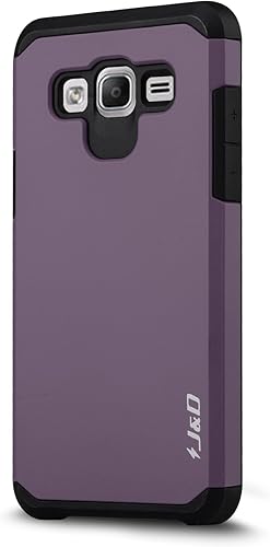 Miniatura 3 de J&D funda para Samsung Galaxy On 5, delgada, de alta resistencia, doble capa, a prueba de golpes., Púrpura
