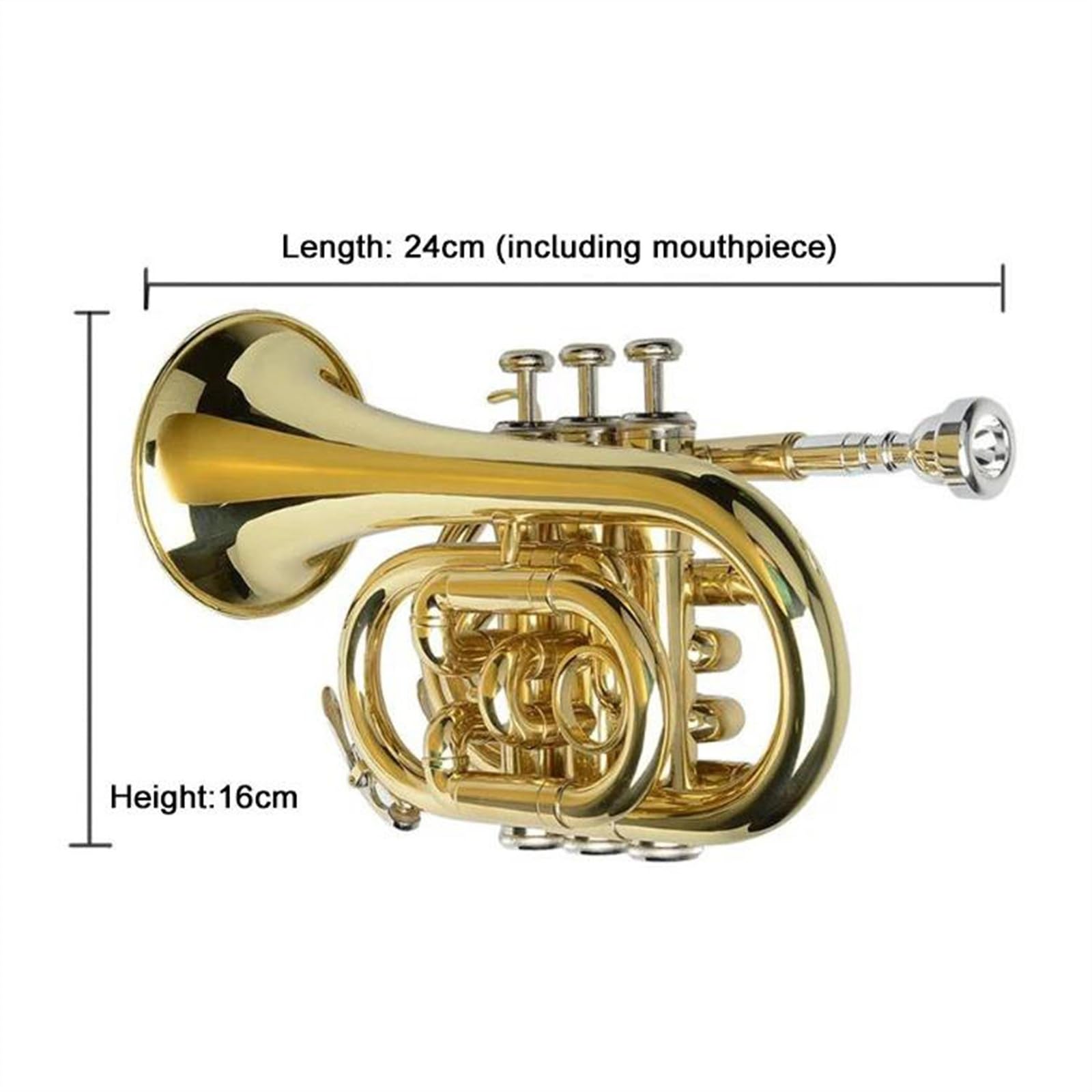 Trompeten Messinglack B-Trompete Kornett Mini-Taschentrompete Edelstahl Professionelles Trompetenmusikinstrument