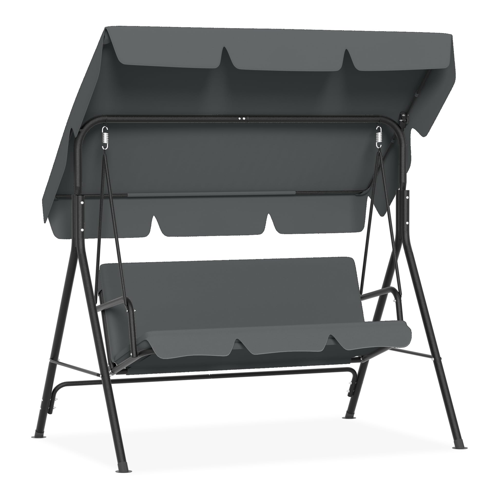 UISEBRT Hollywoodschaukel 3 Sitzer,Gartenchaukel mit Verstellbares Sonnendach,Schaukelbank bis 200kg Belastbar,Gartenliege Wetterfest Outdoor & Indoor,176x110x152cm,Grau