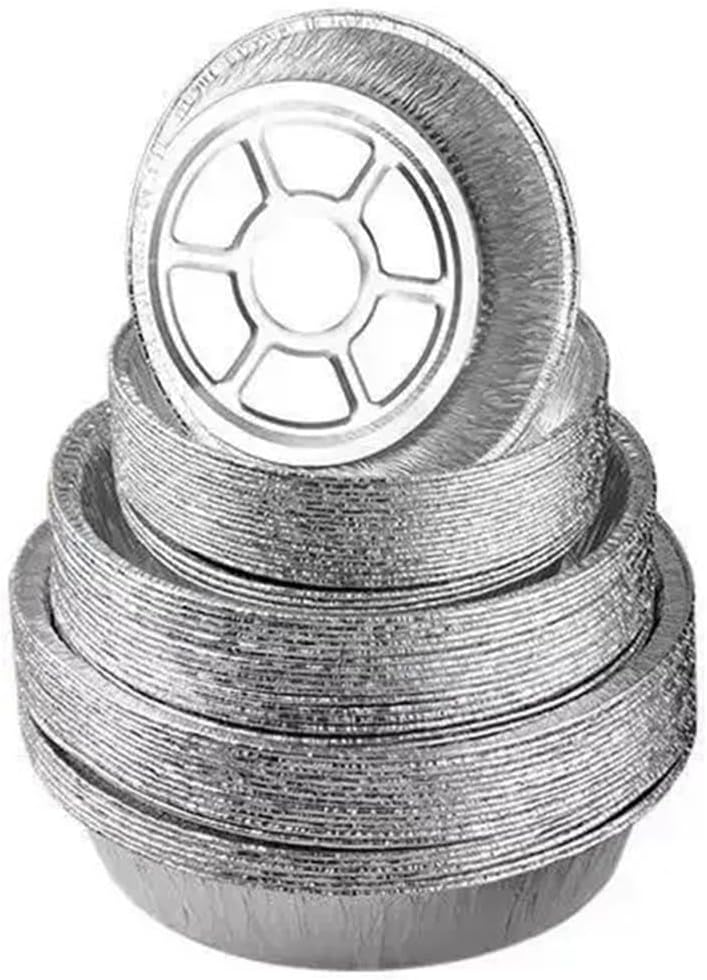Silver Foil Food Container, 50pcs Aluminum Foil Plates For Air Fryers Baking Cooking Storage Aluminum Pans 14.5x4cm