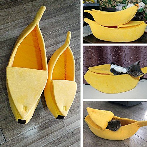 · Petgrow · Cute Banana Cat Bed House Medium Size, Christmas Pet Bed Soft Cat Cuddle Bed, Lovely Pet Supplies For Cats Kittens Rabbit Small Dogs Bed,Yellow #TOP4