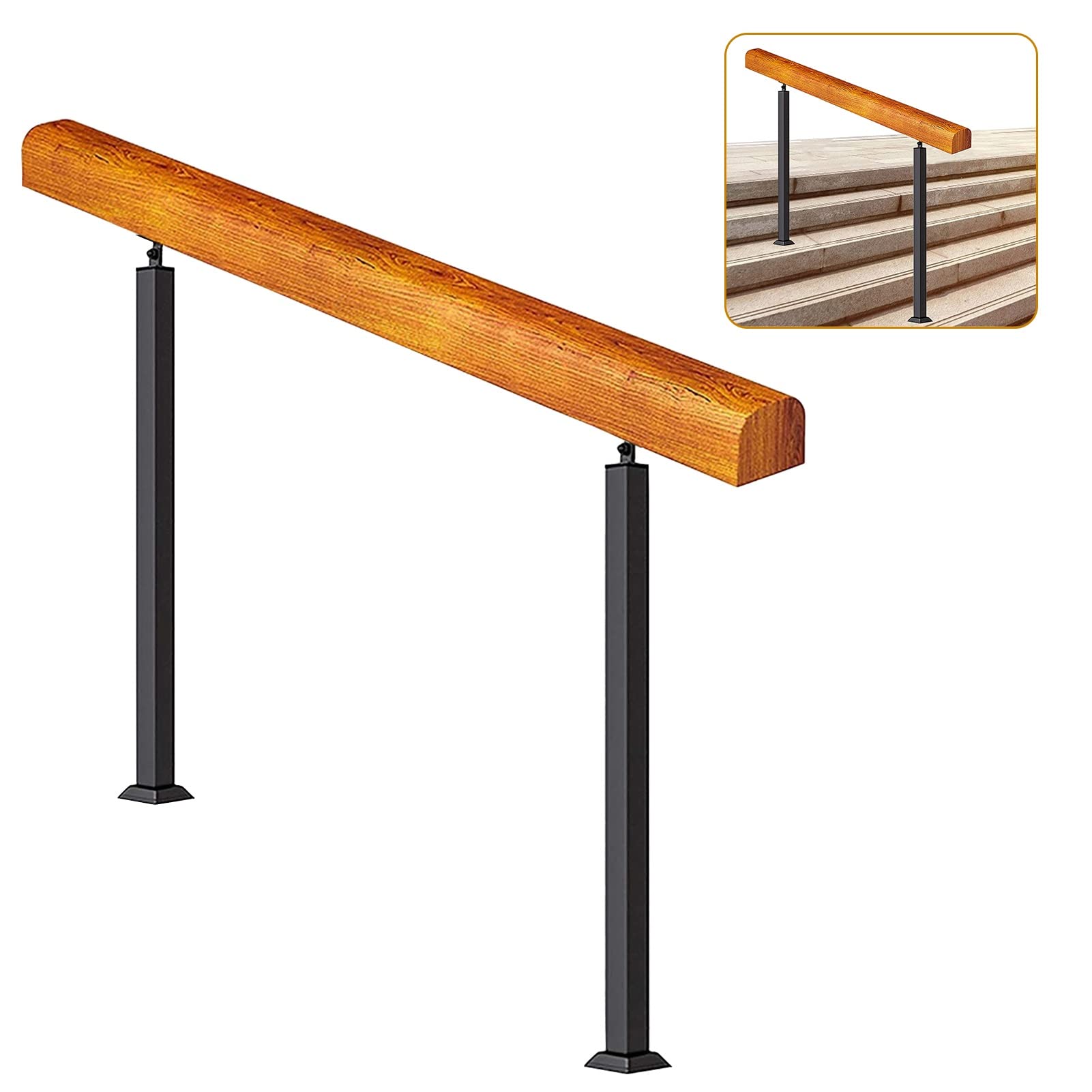 Rampe d'escalier pour porche de maison et marches de jardin en bois