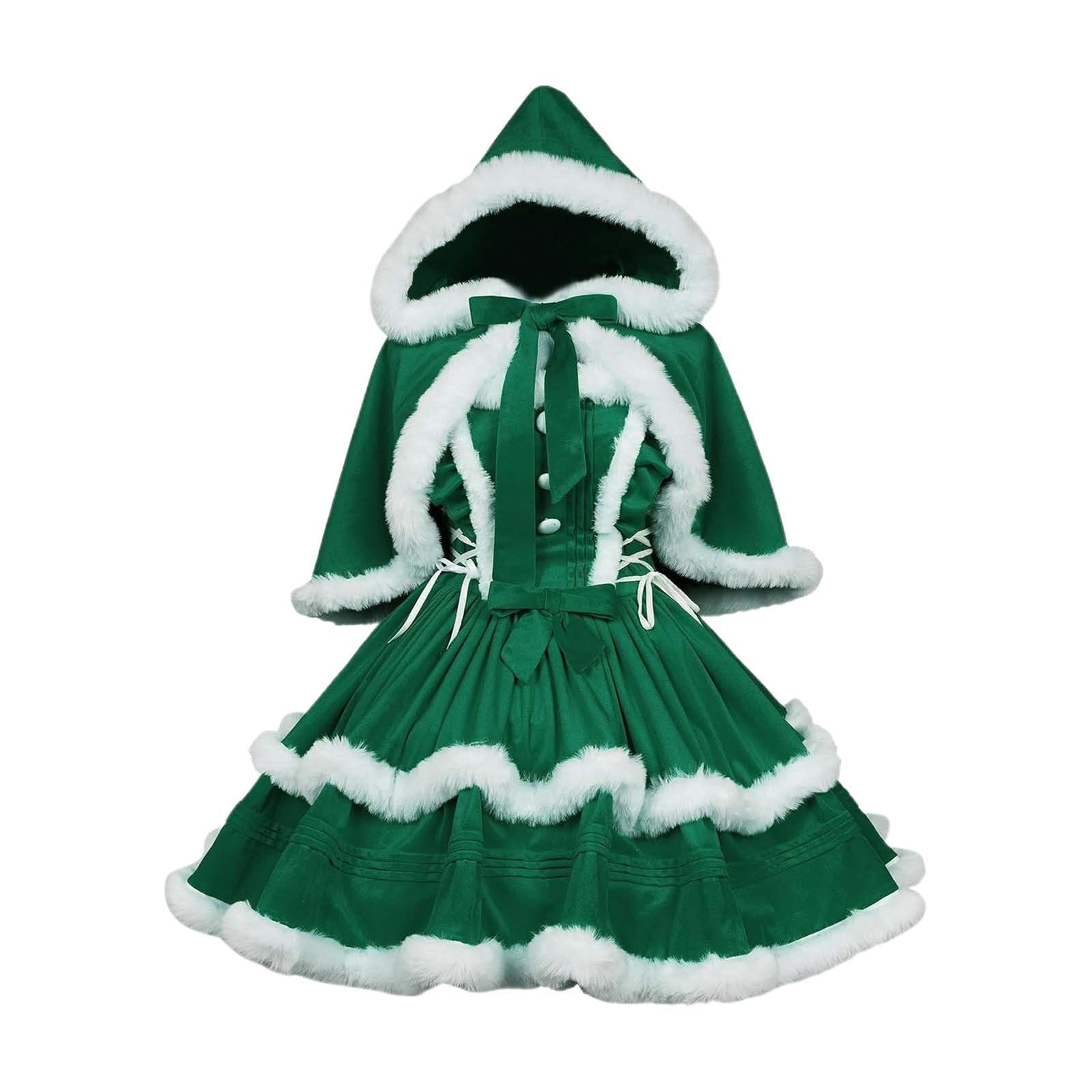 Générique Costume da cosplay di Natale per ragazza sexy con berretto di Babbo Natale rosso, senza spalline e scialle