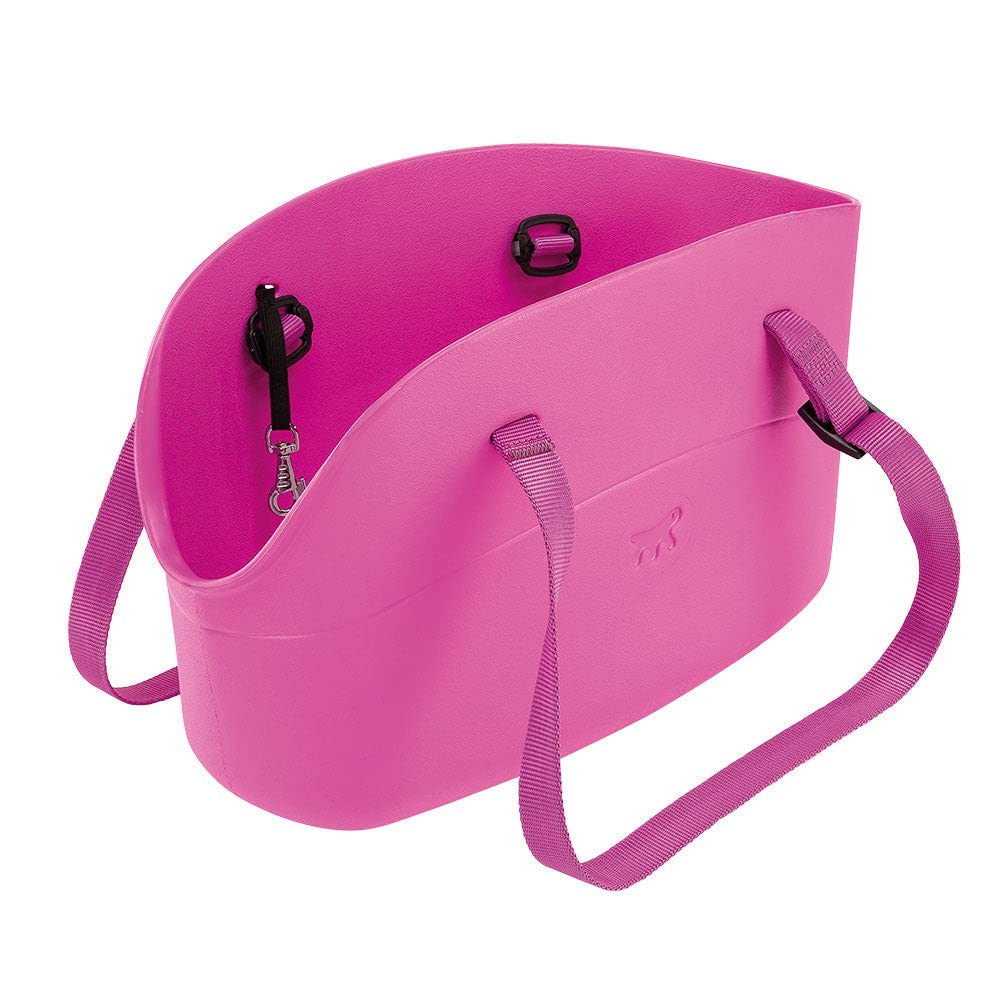 Ferplast Carrier bag for small dogs WITH-ME, EVA, Soft rubber plastic, washable, Adjustable handles, Safety belt included, 21.5 x 43.5 x h 27 cm Fuchsia