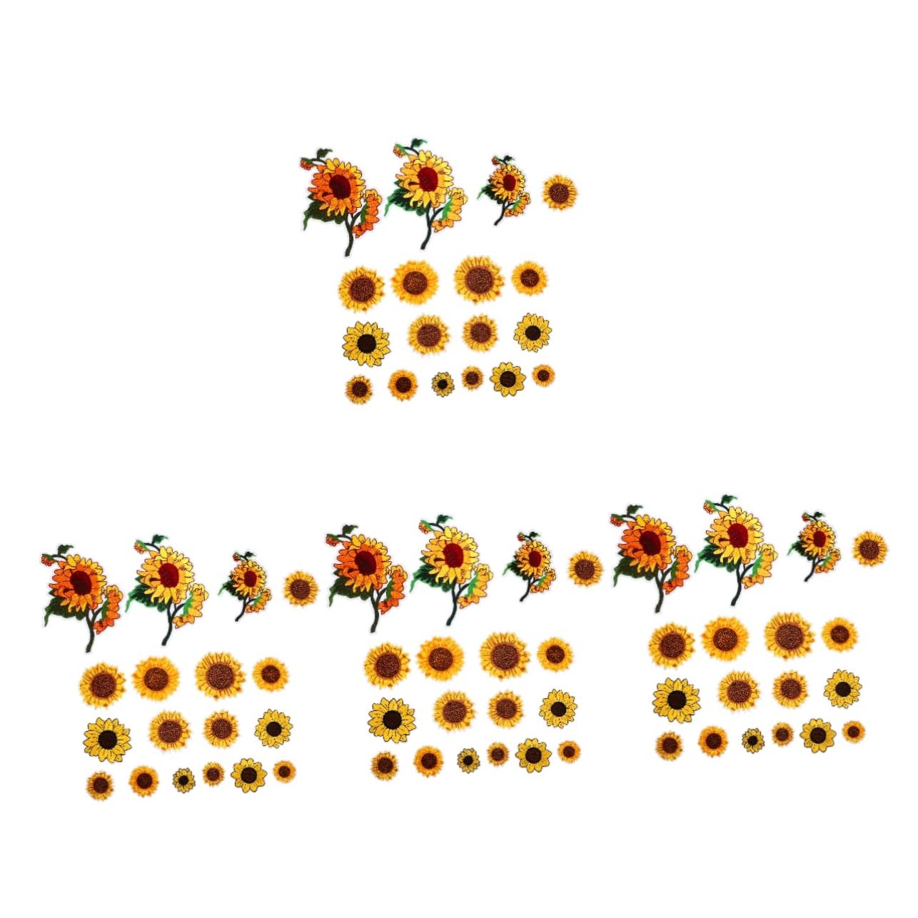 SHINEOFI 4 Set ricamo di girasoli decorazioni per scarpe charm per scarpe materiale girasole cappelli testo toppe per pantaloni toppe termoadesive per la riparazione di indumenti poliestere