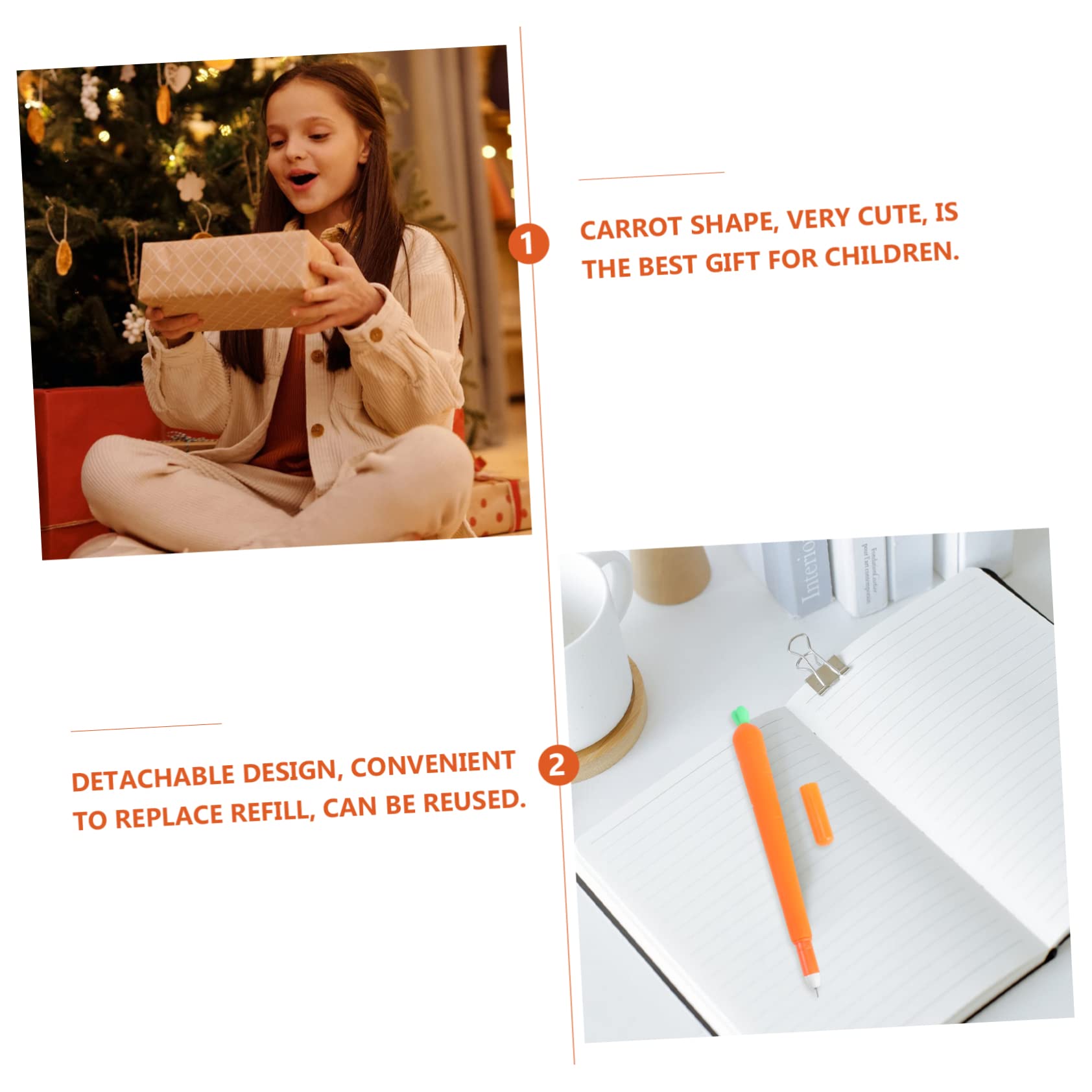 Ciieeo 12paquet Lot De Stylos à Bille Forme De Carotte Avec Encre Gel Cadeau Pour Garçon Fille Et Étudiants