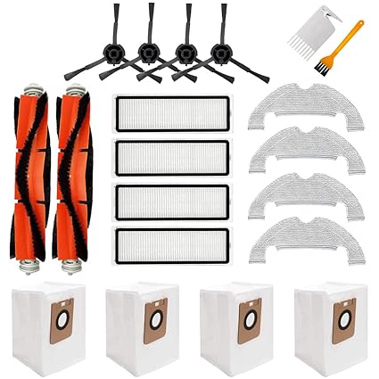 Chuancheng 20Pcs Accessories Kit for Dreame Bot Z10 Pro L10 Plus Vacuum Cleaner, 2 Detachable Main Brush, 4 Hepa Filter, 4 Side Brush, 4 Mop Cloth, 4 Dust Bag, 2 Cleaning Brush
