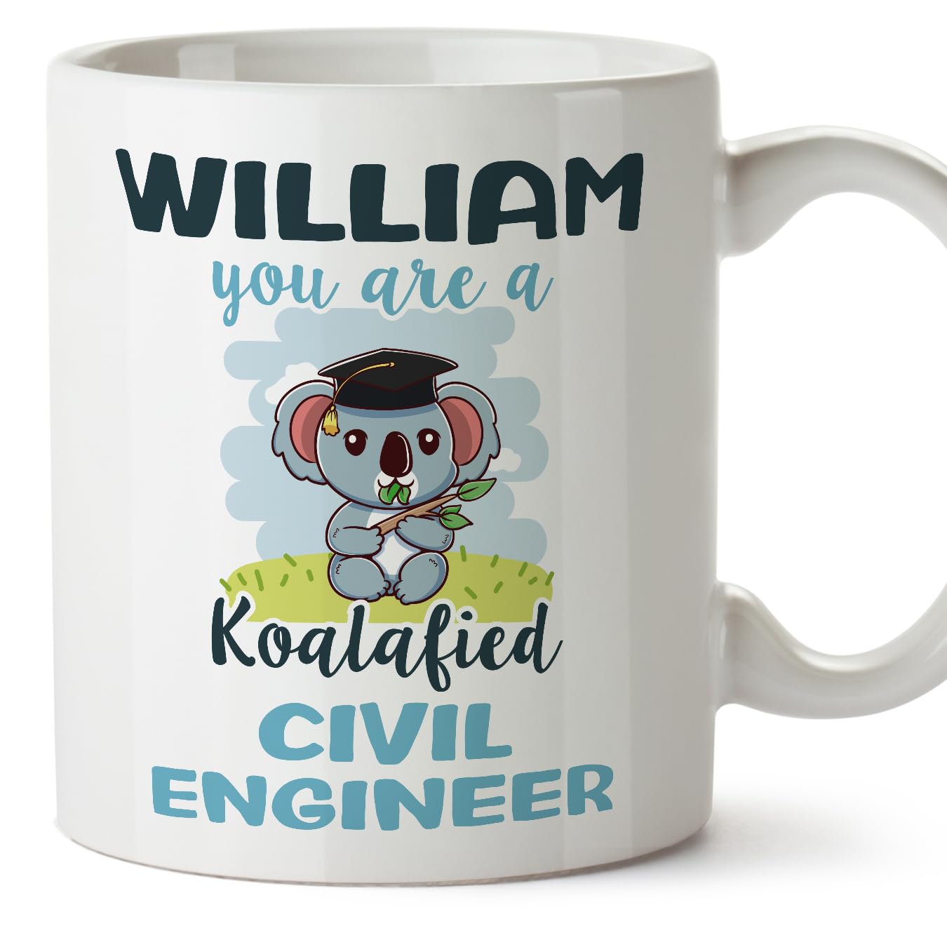 MUGFFINS Personalised Mug for Civil Engineer man - in English - Custom Koalafied - Funny Custom Gift for Colleagues - Ceramic 11oz Mug — image 1