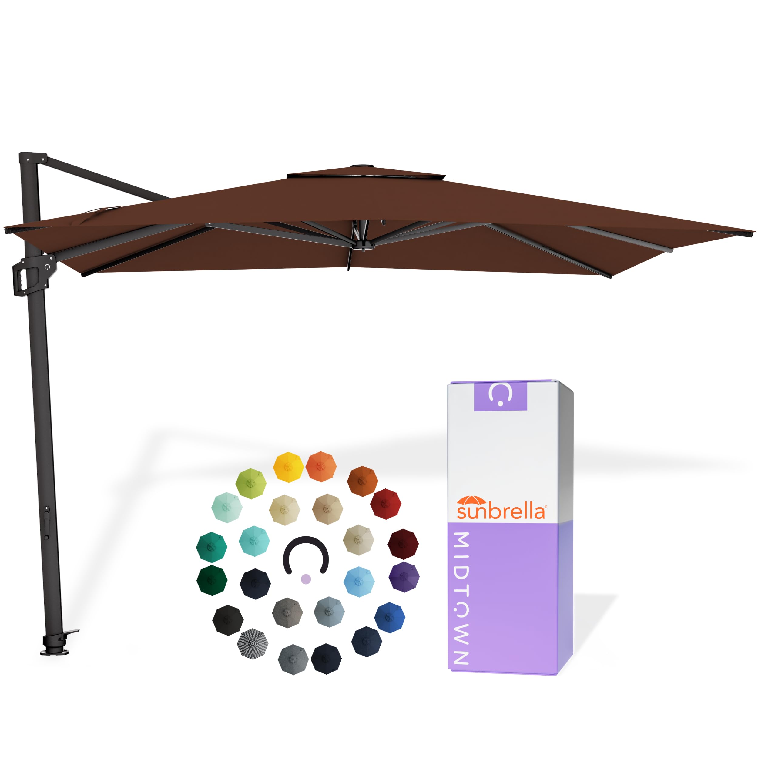 Midtown Umbrellas Grande Square - 9 x 9 Ft Cantilever Umbrella