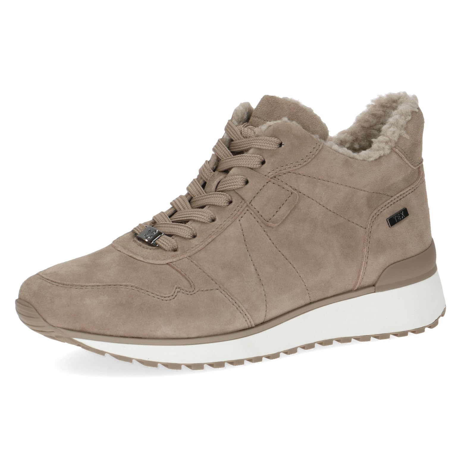 CAPRICE Women's high-top sneakers with lining made of leather Water-repellent, Brown (Mud Suede), 6.5 UK
