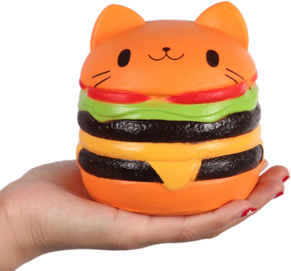 Squishies Hamburger Cat Jumbo Slow Rising Kawaii Bread Squishies Toy Prime Cheap for Collection Gift,Color Random